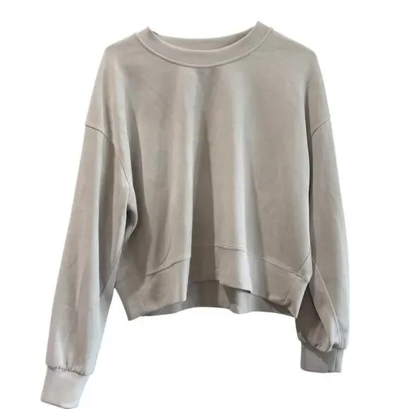 Lululemon Softstreme Perfectly Oversized Cropped Crew White Opal - Picture 5 of 9